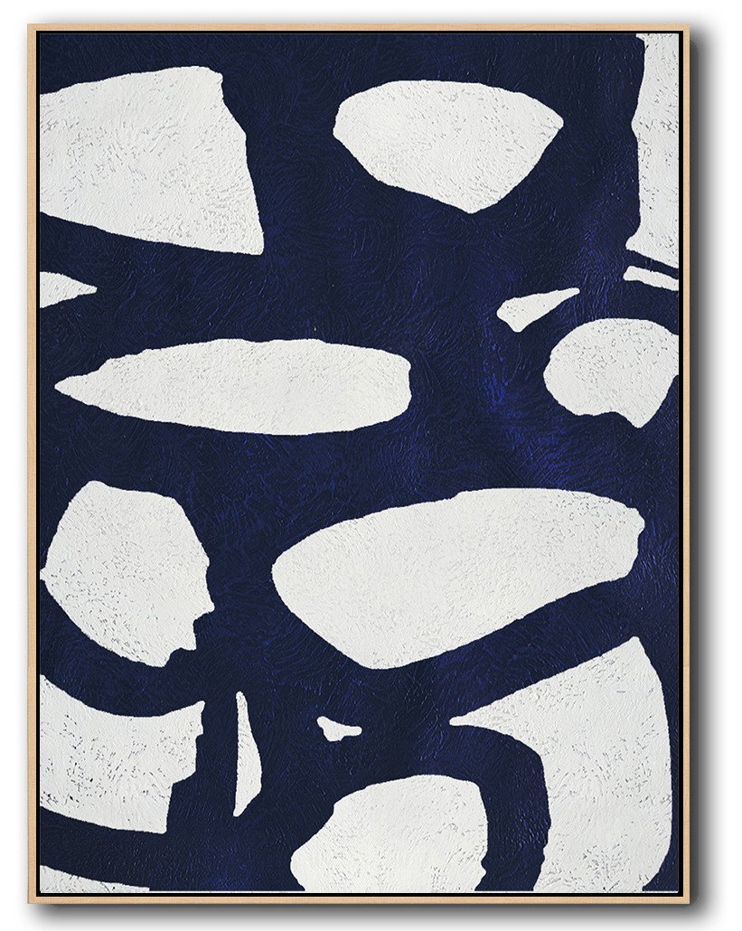Buy Hand Painted Navy Blue Abstract Painting Online - New Abstract Art Huge